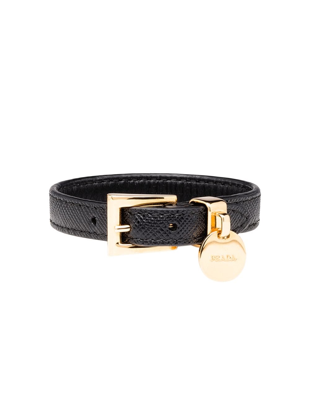 Prada logo-charm Saffiano Leather Bracelet - Farfetch