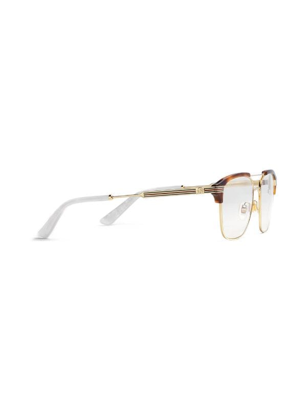 gucci square frame metal glasses