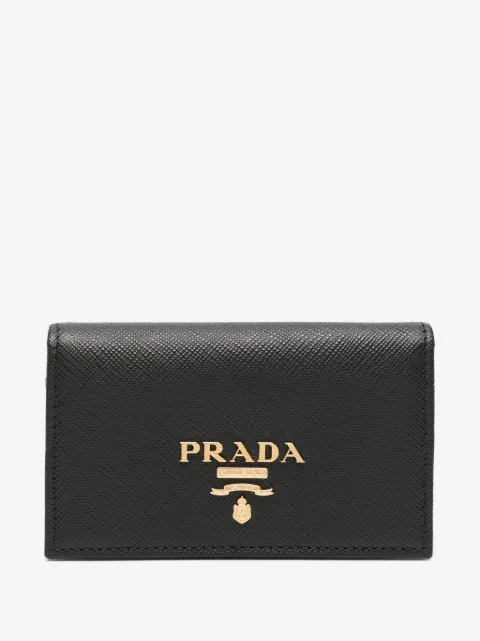 Prada حامل بطاقات مطوي ببروش شعار الماركة