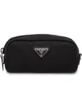 Prada logo-plaque cosmetic pouch - Black