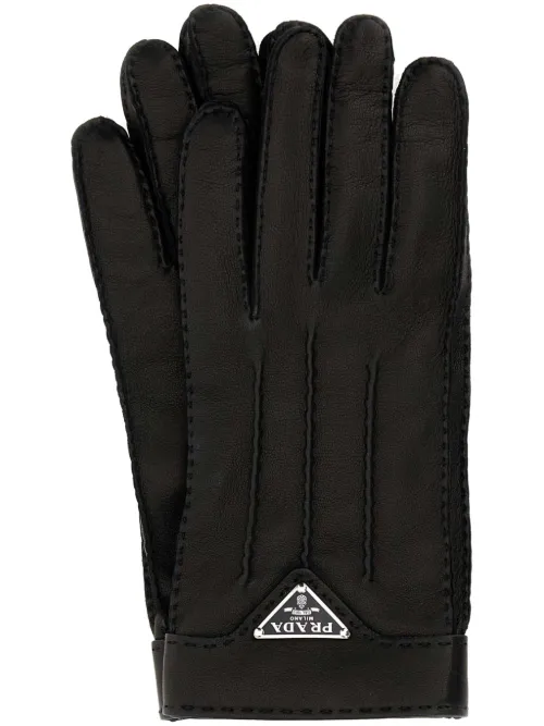 Gants à détails de surpiqûres - Prada - Modalova