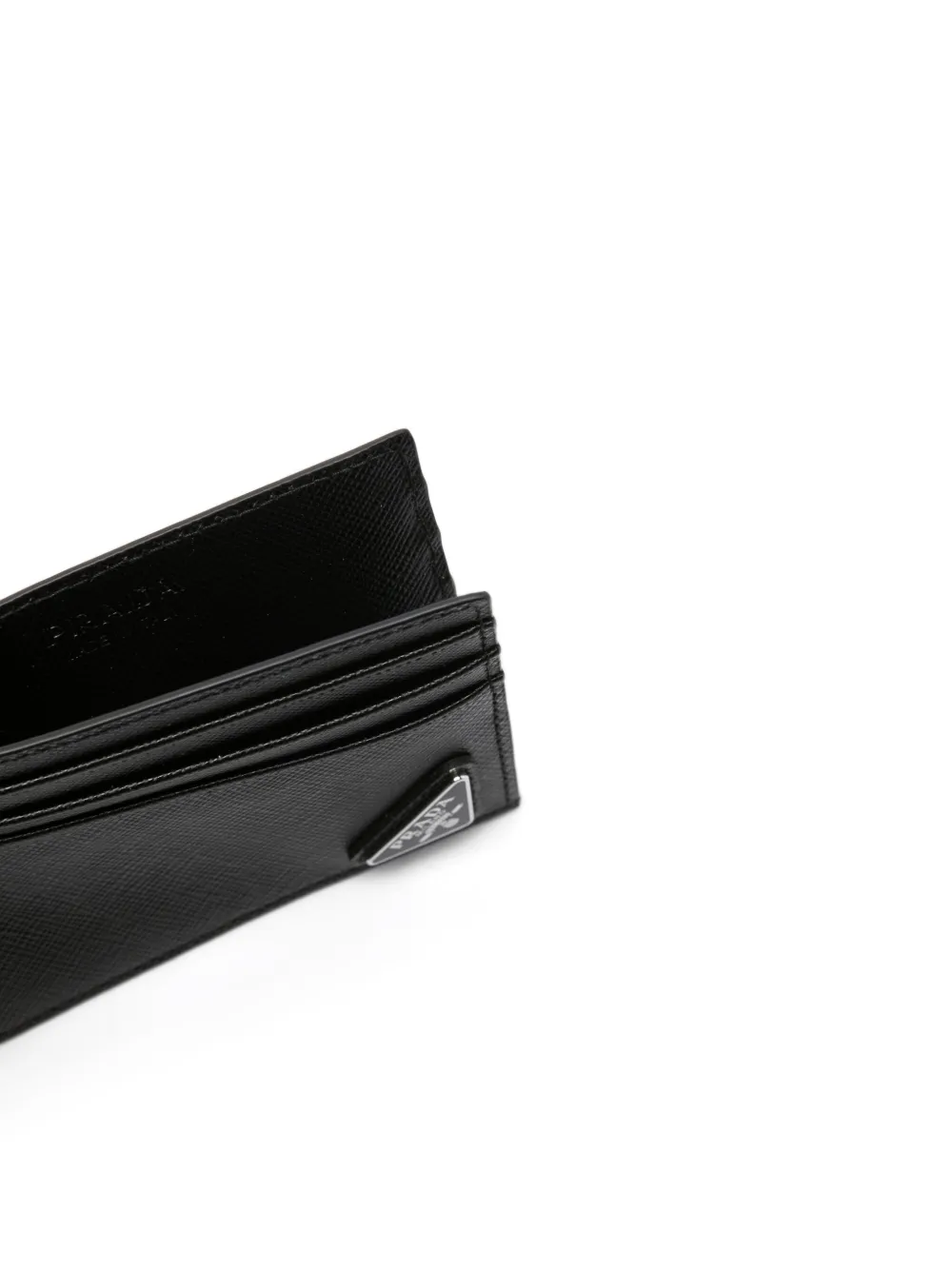 Shop Prada Logo Plaque Cardholder In Black