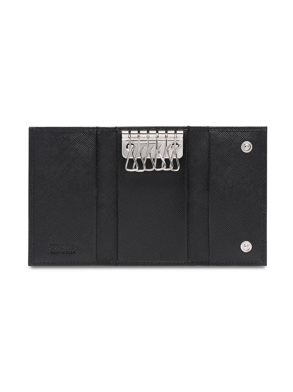 Prada Logo Keychain Wallet In Black