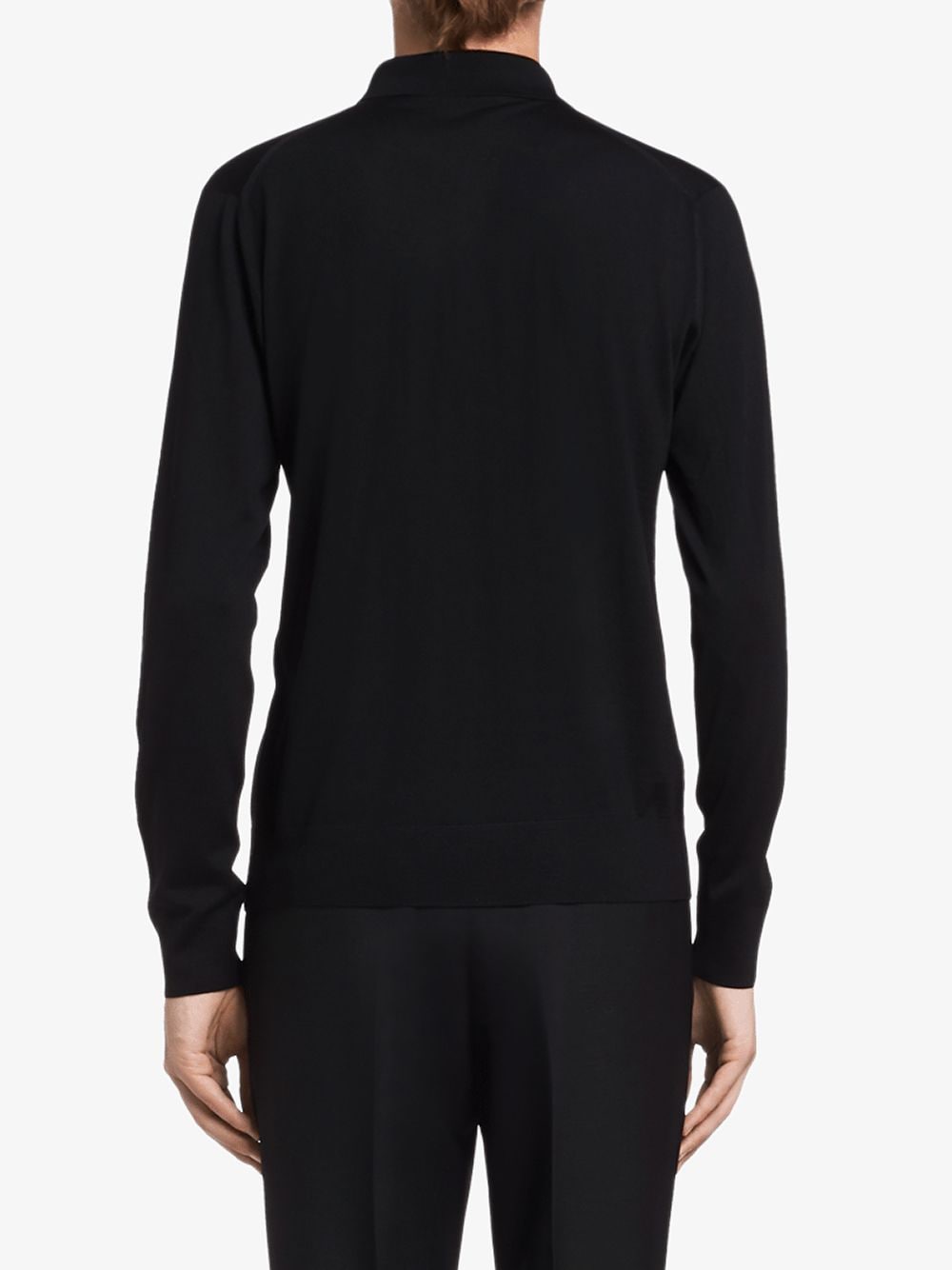 Shop Prada Worsted Wool Polo Shirt In Black
