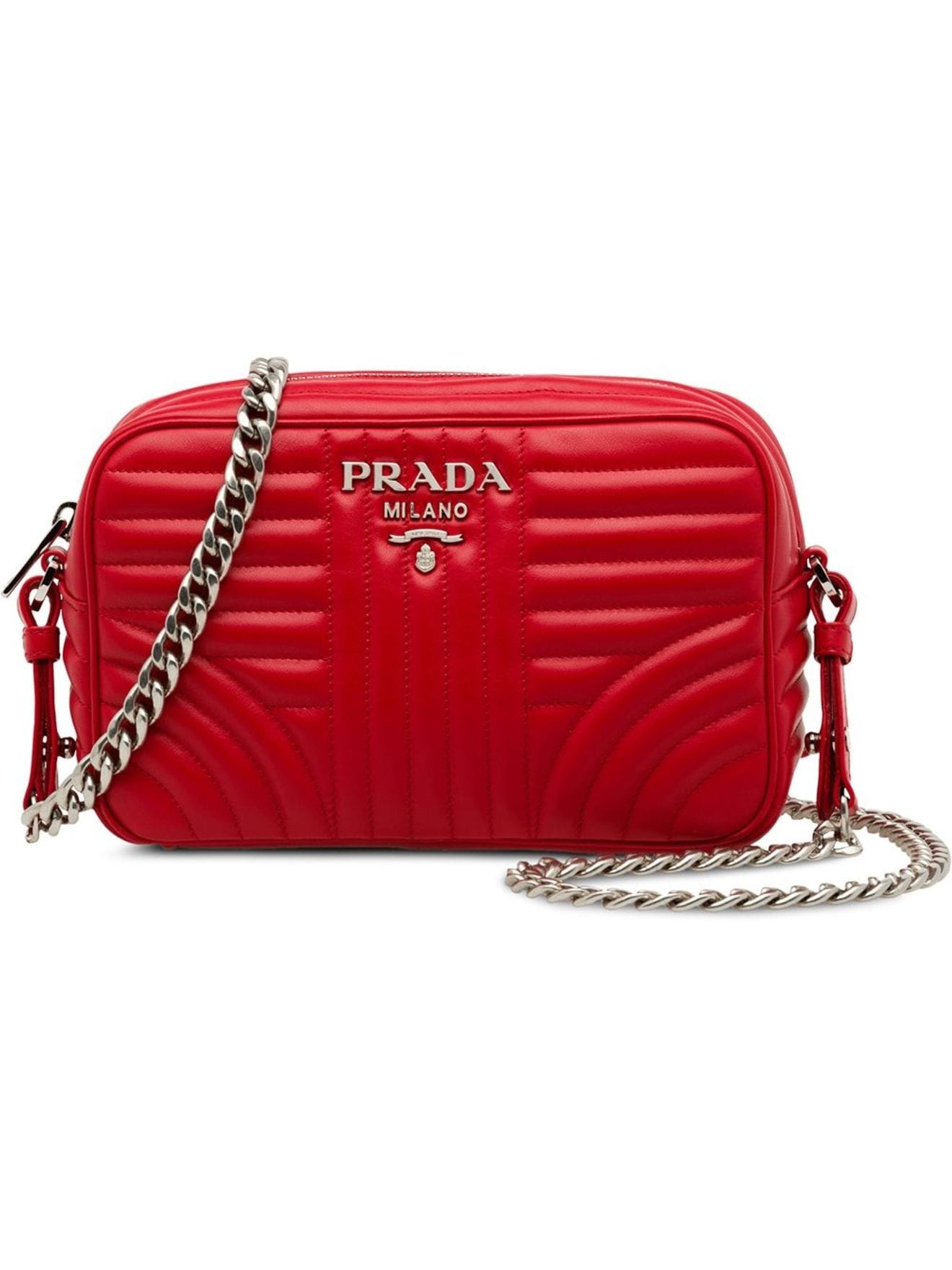 Prada Prada Diagramme leather crossbody bag red | MODES