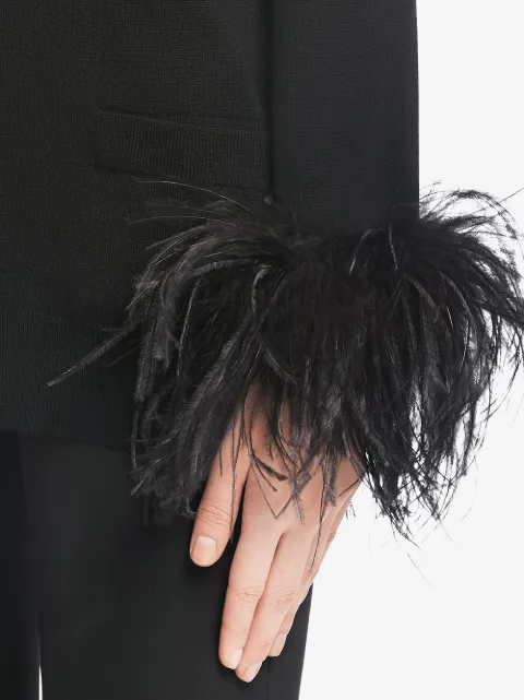 Prada feather-embellished belted cardigan