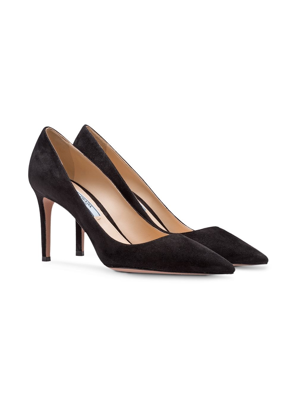 Prada Suede Point-toe 85mm Pumps In Black | ModeSens