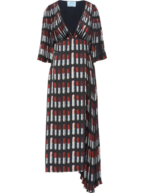 Prada lipstick print twill dress