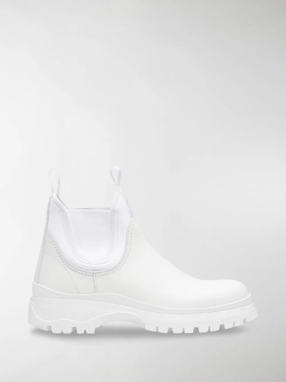 Prada White Neoprene Insert Chelsea Boots In White