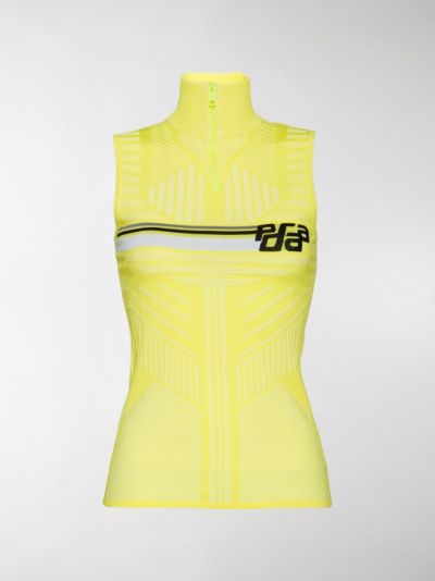 Prada sleeveless zip-up turtleneck yellow | MODES