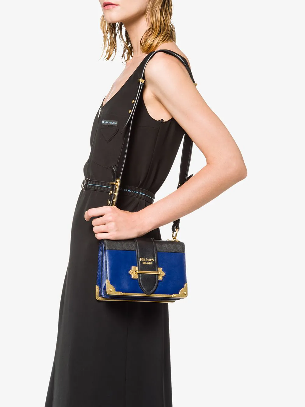 Prada Prada Cahier leather shoulder bag - Blauw Top Merken Winkel