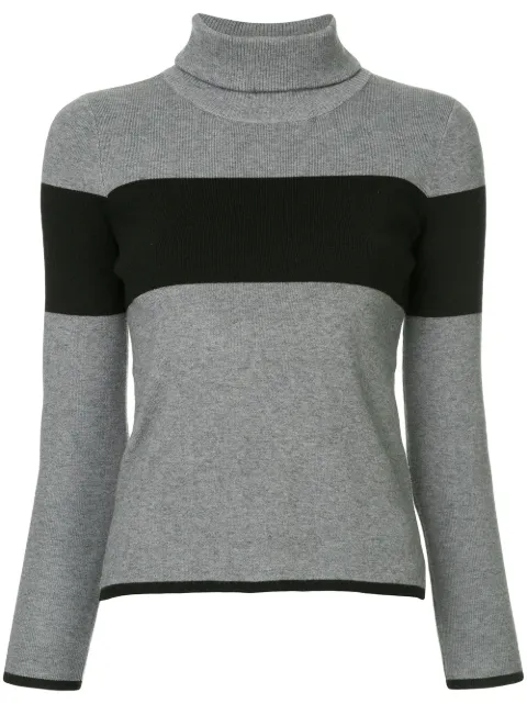 Guild Prime Stripe Panel Roll Neck Jumper - Grey In Grey