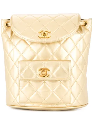 Chanel shop yellow backpack