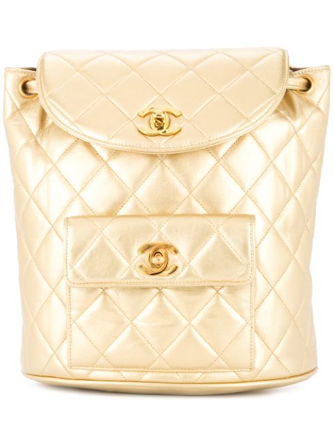 CHANEL 1991-1994 quilted CC chain backpack Women