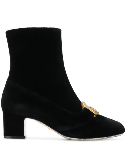 embroidered leather ankle boot with belt