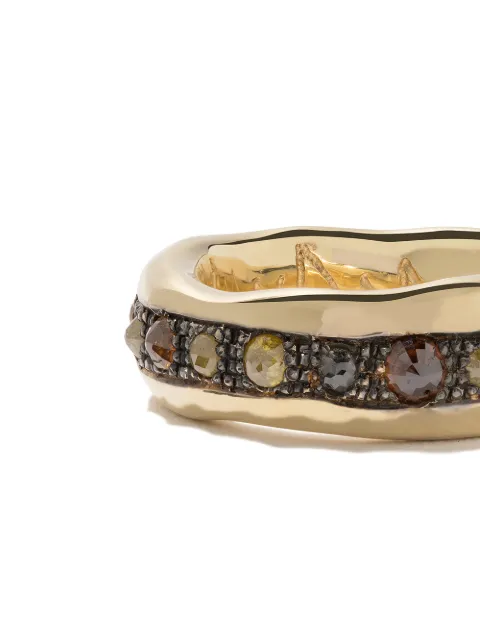 HUNROD 18KT YELLOW GOLD AND DIAMOND ENKI BAND RING