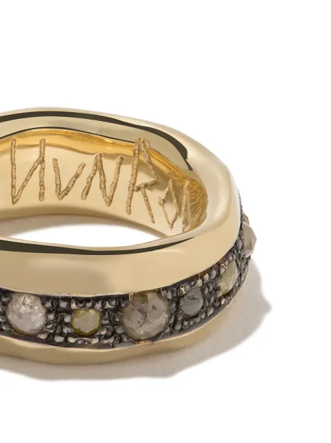 HUNROD 18KT YELLOW GOLD AND DIAMOND ENKI BAND RING