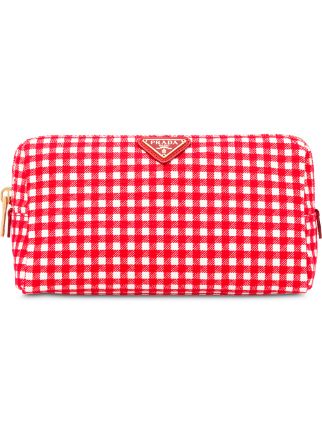 Prada gingham makeup outlet bag