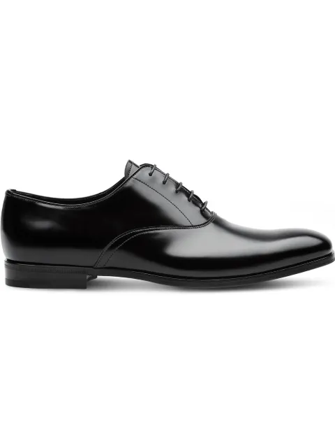 Shop Prada Brushed leather Oxford shoes 