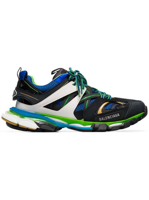 Click to view more detailed imagery on our partner's website Balenciaga Track Leather, Mesh And Rubber Sneakers In Multicoloured