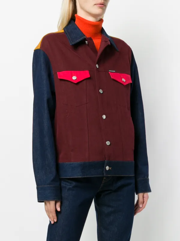 calvin klein color block denim jacket