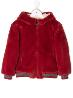 bear hood zipped jacket