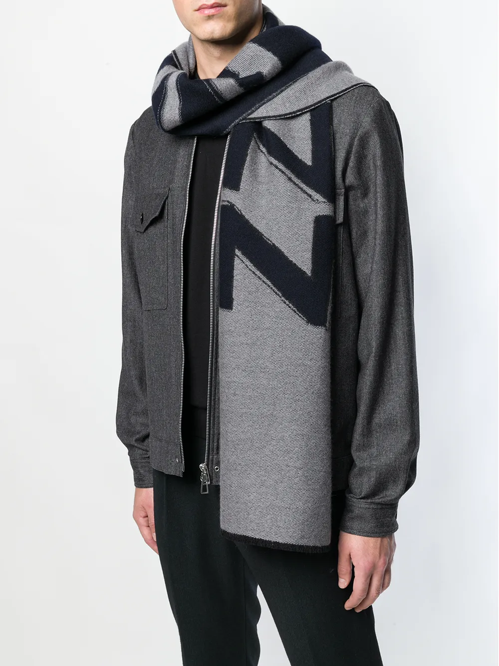 Zegna gebreide sjaal met logo - Blauw