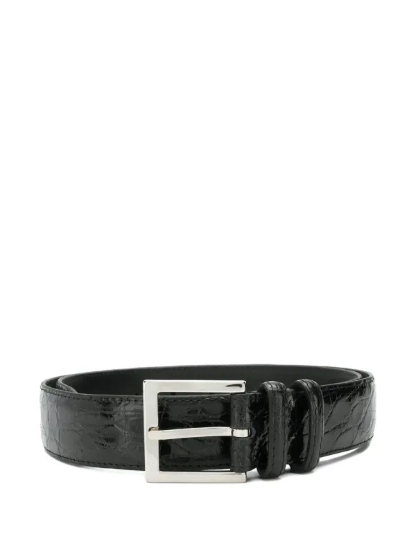小物 minedenim square buckle belt croco 26ss Women Black Wide Faux Leather Animal Skin Fashion Belt Square