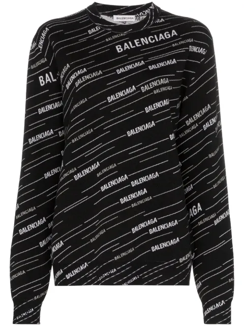 Balenciaga Wollen Trui Met Logo Intarsia Farfetch Heren Truien van Balenciaga | Stylight