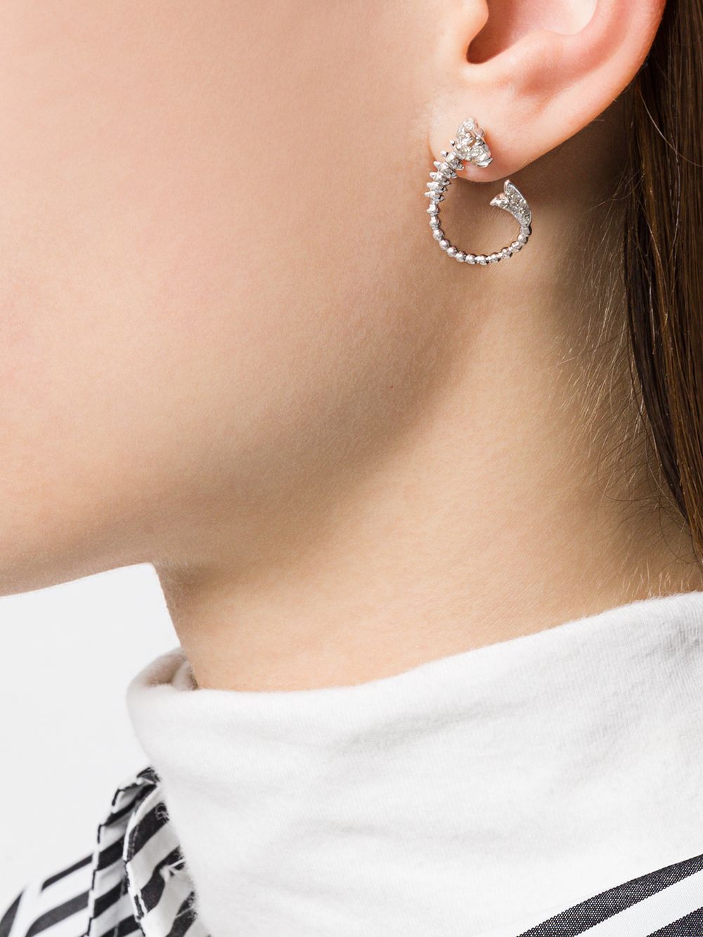 Shop Yvonne Léon Fish Earrings In Silver