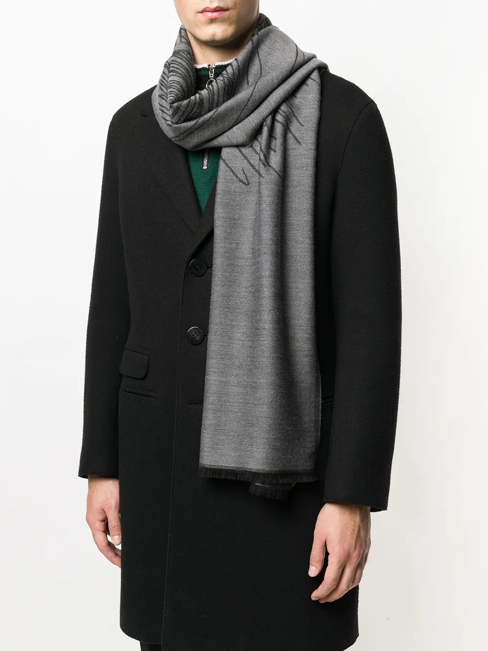 Zegna gebreide sjaal met contrasten - Zwart