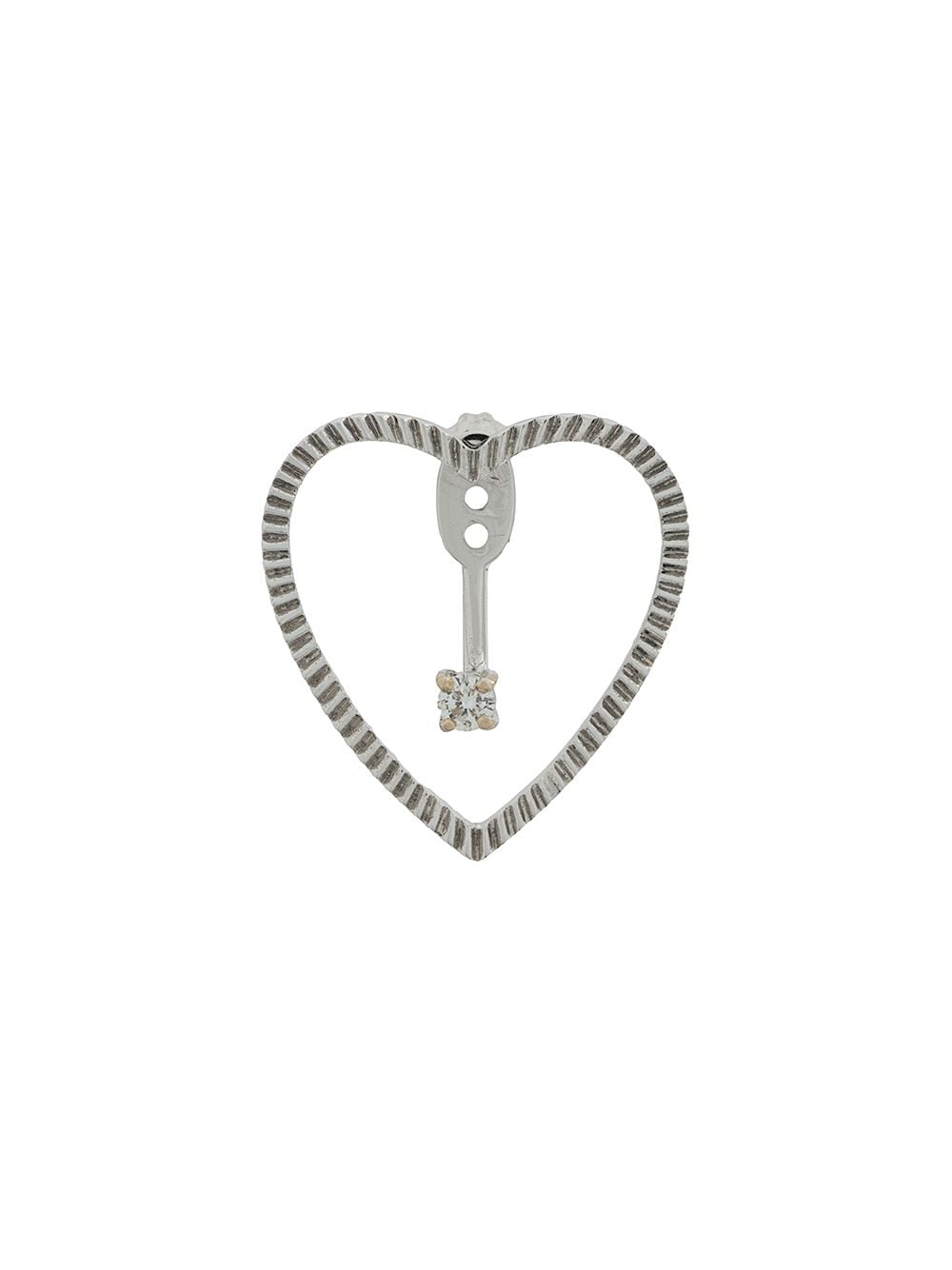 Shop Yvonne Léon 18kt Gold And Diamond Heart Earrings In Silver