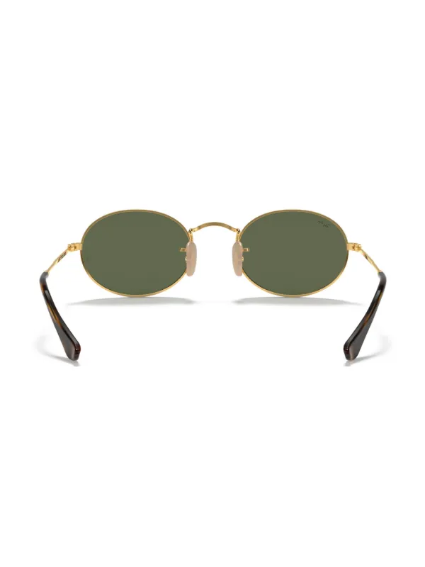 Ray Ban Oval Flat Lenses Sunglasses Gold FARFETCH UK