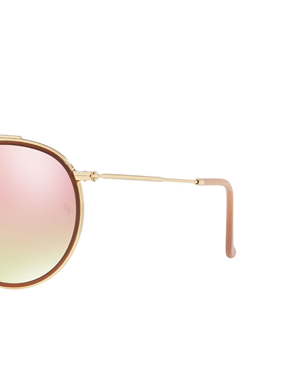 Shop Ray Ban Round Double Bridge Sunglasses In Gold