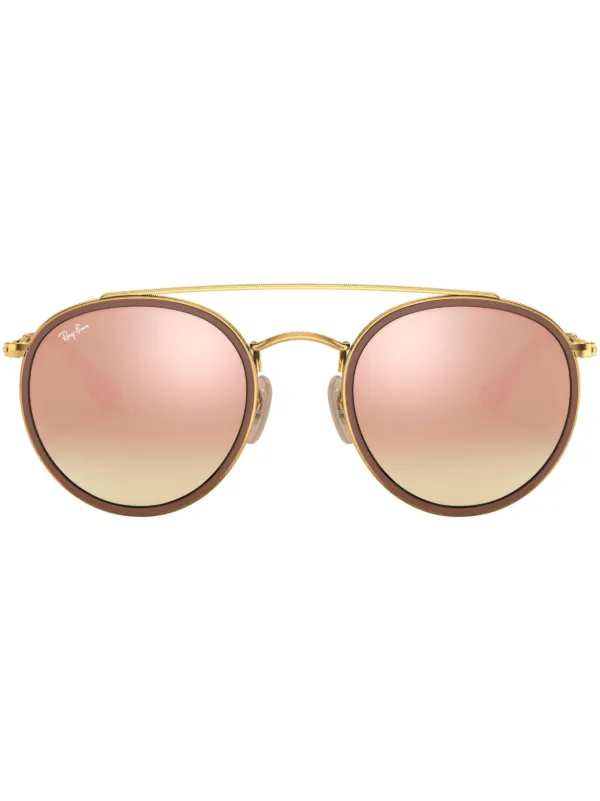 Ray-Ban Occhiali Da Sole Tondi Con Doppio Ponte Oro FARFETCH IT