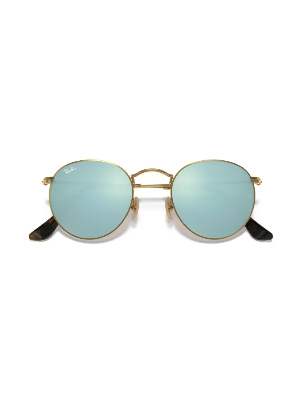 Ray-Ban ROUND Blue Lenses Gold Metal Sunglasses Ray-Ban RB3447 Matte Gold/Blue Polarized Sunglasses main image 3