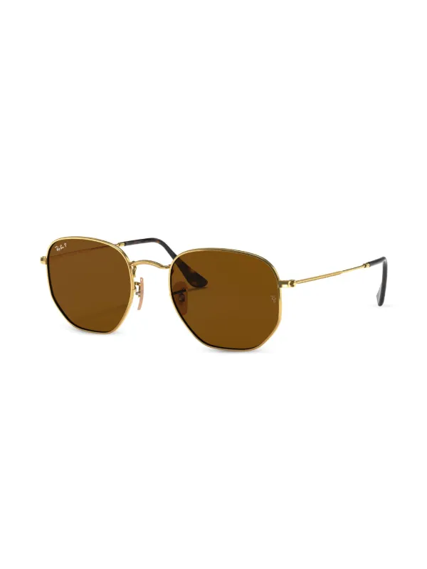 Ray ban hexagonal brown online