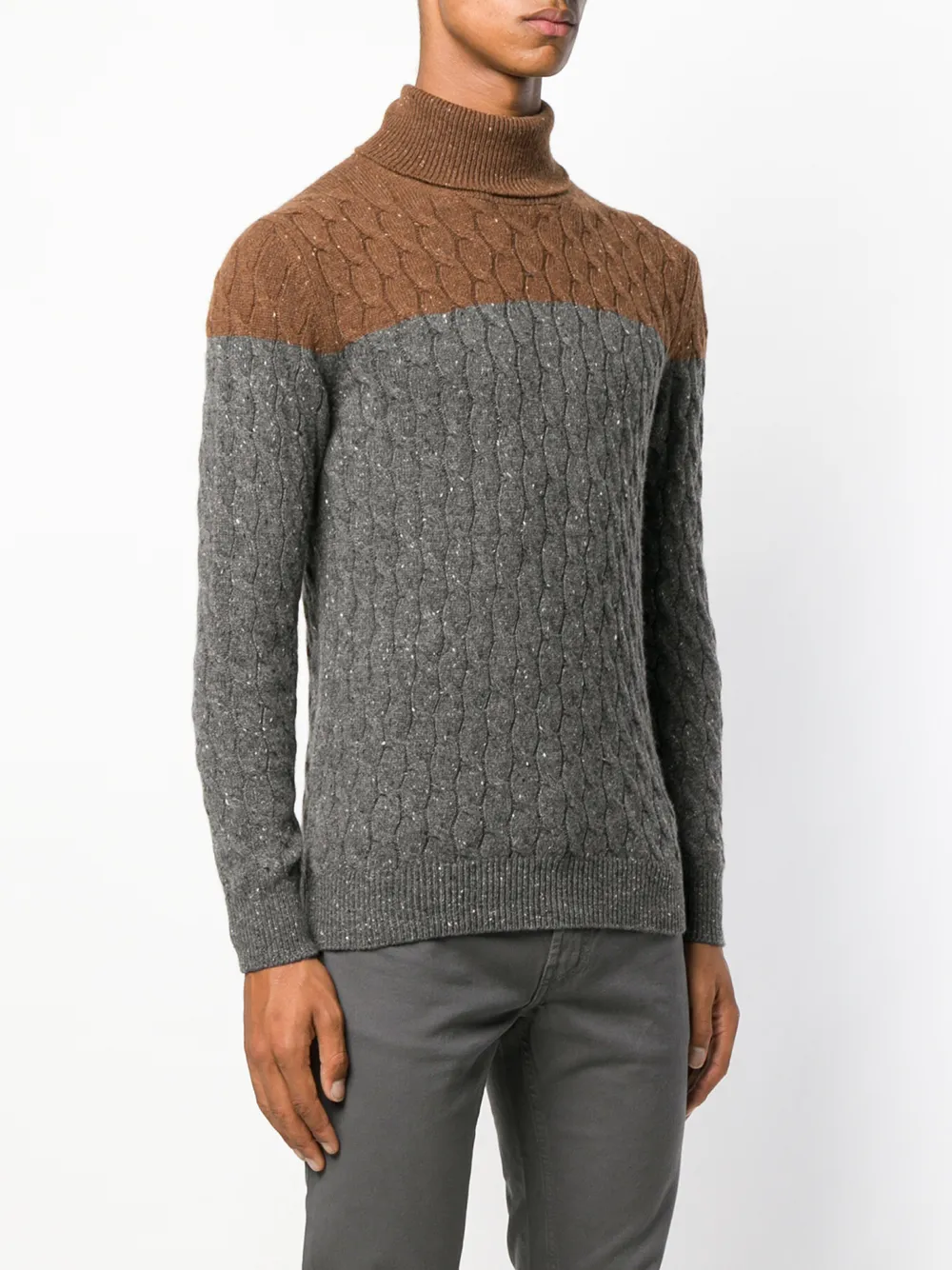 Eleventy twotone Cable Knit Sweater Farfetch