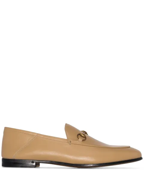 Click to view more detailed imagery on our partner's website Gucci Brixton Horsebit-Detailed Leather Collapsible-Heel Loafers In Neutrals