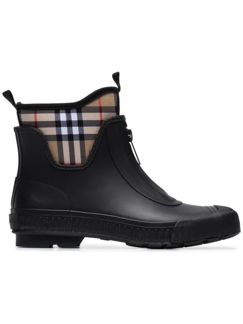 Click to view more detailed imagery on our partner's website Burberry Flinton Zip Front Rubber Boot In Black Rubber