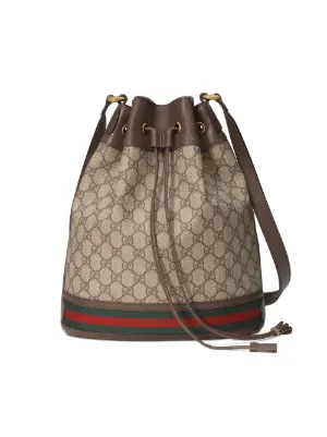 Beige And Ebony Ophidia Gg Bucket Bag