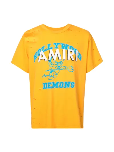 logo print perforated detail T-shirt 