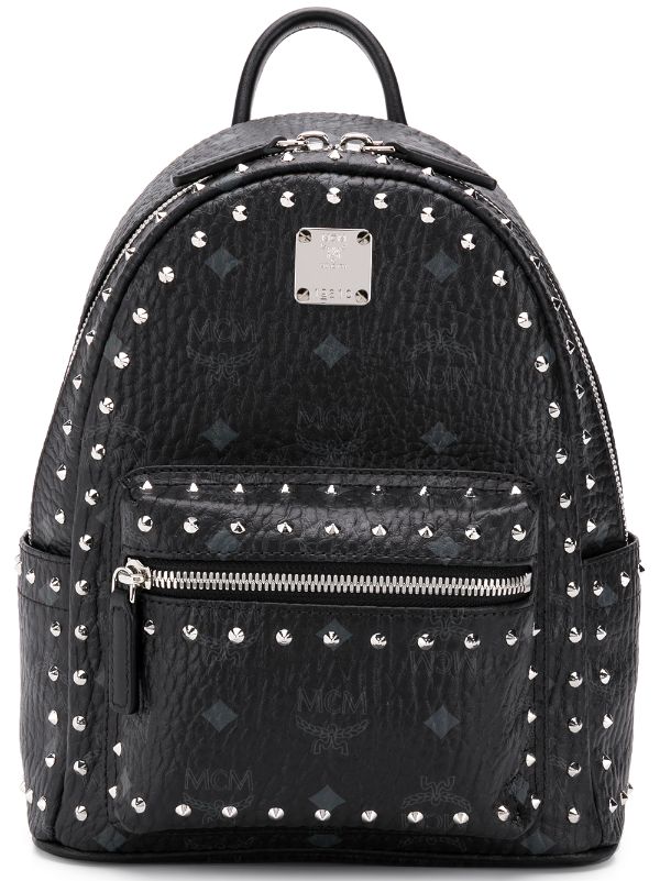 black and white mcm backpack