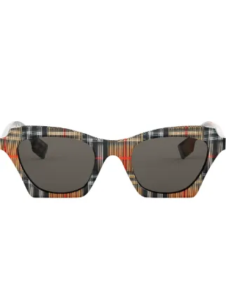 burberry check detail square frame sunglasses