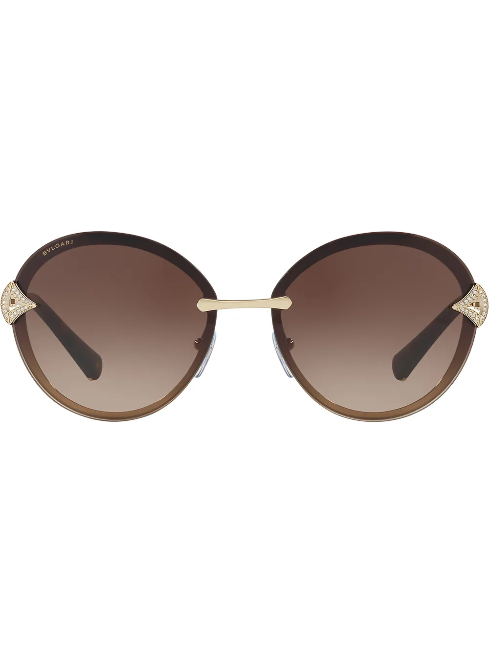 lunettes de soleil à monture ronde ornée de cristal