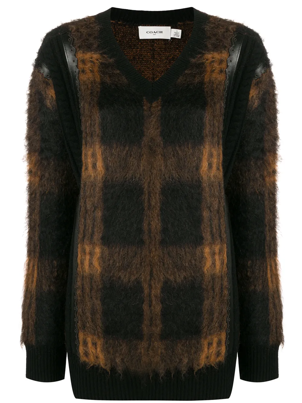 coach check sweater - 棕色 in brown