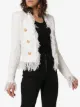 Balmain tweed shredded hem gold-tone button jacket