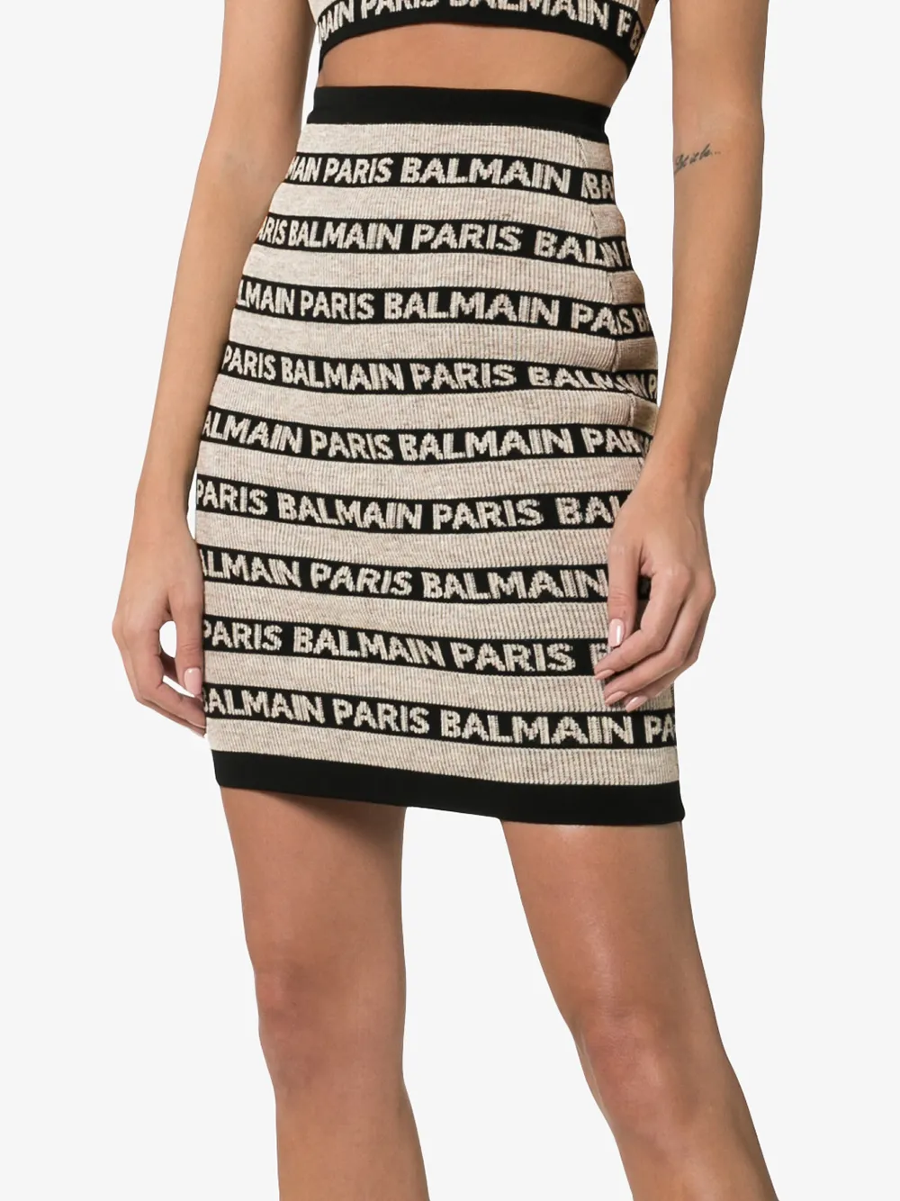 фото Balmain трикотажная юбка с логотипами