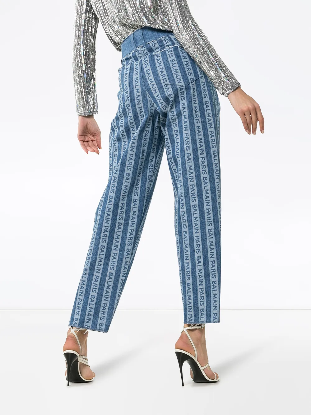 фото Balmain брюки с завышенной талией и логотипами
