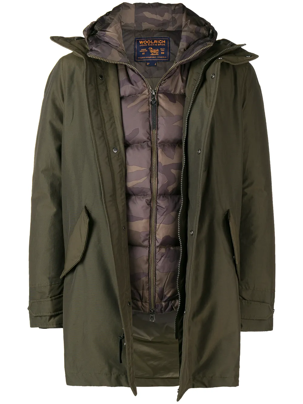 woolrich padded loose coat - 绿色